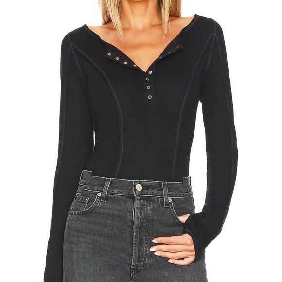 Free People Sloane Bodysuit Black - Picture 4 of 10